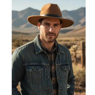 Imagem de Chapéu Cowboy Fedora Masculino Adulto Marrom Luxo - Outras Marcas, Mar