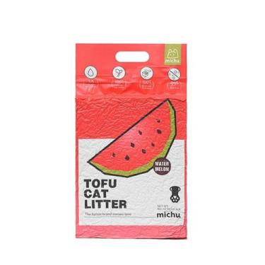 Imagem de Areia para Gatos Michu Tofu 2,5 kg Sabor Melancia  Pacote com 2