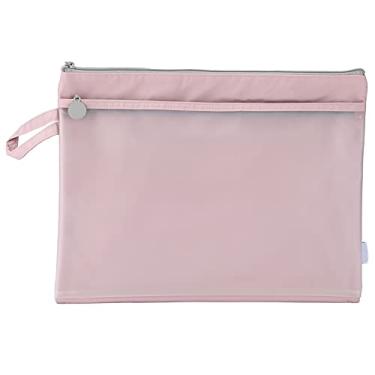 Imagem de Bolsa com zíper para sala de aula, design alongado à mão, bolsa de malha com costura dupla para organização de arquivos para viagens de negócios para escritório para estudantes (pó de neblina macio)