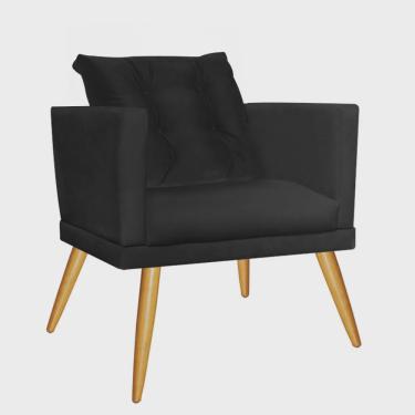 Imagem de Kit 10 Poltrona Cadeira Kim Luxo Confort Com almofada Solta Pé Caramelo Suede Preto - Ahazzo Móveis