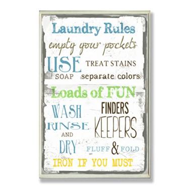Imagem de Stupell Industries The Stupell Home Decor Laundry Rules Tipografia Placa de parede para banheiro, 33 x 49, Design por Artista Taylor Greene