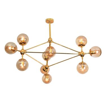 Imagem de Pendente Orbe Dourado/Âmbar 10E27 57,5x100cm LL3000