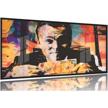 Imagem de Quadro Decorativo Lobo Wall Street com 130x60 Moldura Preta 2x2