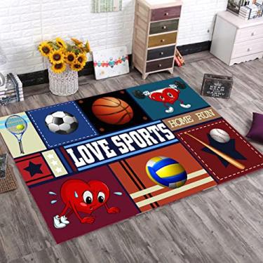 Imagem de Tapete de área de fundo de desenho animado com animais fofos em estilo desenho animado tapete de área de poliéster para sala de jantar dormitório quarto casa decorativo 24x35 polegadas