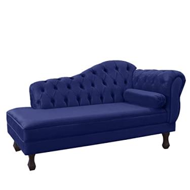 Imagem de Recamier Sofá Divã Com Pés Retro 180X80 - Elã (Suede Azul Marinho)