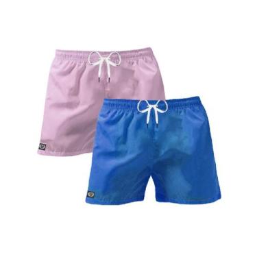 Imagem de Kit 02 Shorts Praia Mauricinho Neon Rosa Azul - Mp Moda Masculina