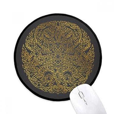 Imagem de Tapete de mouse circular com folha dourada da cultura Tailândia, tapete redondo para computador