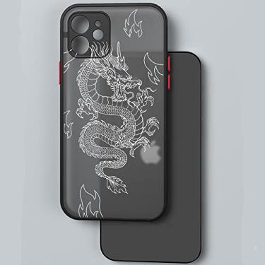 Imagem de Black Dragon Phone Case para iPhone 11 7 8 Plus X XR XS 12 12pro MAX 6S 6 SE 2020 Fashion Animal Hard PC Back Cover Shell, 2,1 Black, C4500, para iPhone 12 mini