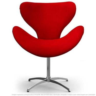 Imagem de Cadeira Decorativa Poltrona Egg Vermelha Com Base Giratória - Clefatos