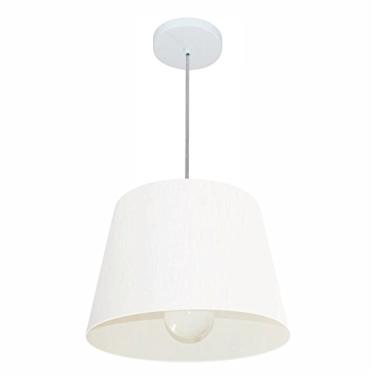 Imagem de Lustre Pendente Cone Cúpula Tecido 30/40x30 cm, Vivare Iluminação, Pendente4240 BR, Branco, Médio