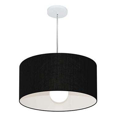 Imagem de Lustre Pendente Cilíndrico Cúpula Tecido 45x21 cm, Vivare Iluminação, Pendente4203 PR, Preto, Médio