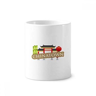 Imagem de Porta-canetas de escova de dentes de bambu Lantern Brown China Town suporte de cerâmica copo lápis