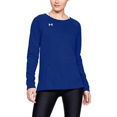 Imagem de Under Armour Camiseta feminina Hustle Fleece gola redonda, azul royal (400)/branca, PP