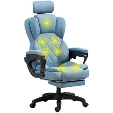 Imagem de YUYANAIAO Cadeira de Escritório Ergonômica e Aquecida com Massagem de 7 Pontos, Ajuste Inteligente, Encosto de Cabeça Ajustável 3D, Apoio para Pés Retrátil, Roda Muda, Azul B