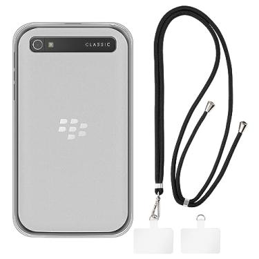 Imagem de Shantime BlackBerry Capa clássica + cordões universais para celular, pescoço/alça macia de silicone TPU capa amortecedora para BlackBerry Q20 (3,5 polegadas)