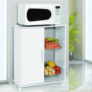 Imagem de Fruteira com Rodízio 1 Porta 2 Cestas Iana Branco