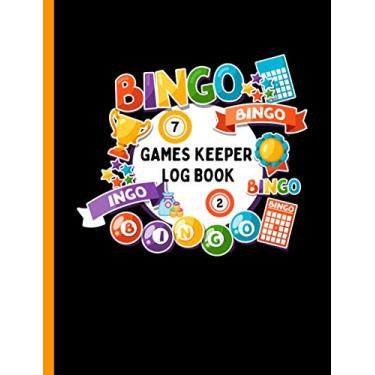 Imagem de BINGO Game Keeper Log Book: This Bingo Score Notebook helps young kids and seniors keep track your game. 4 cards per sheets. It gives you room to ... Parties to seniors centers activities.