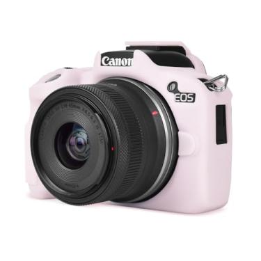 Imagem de Rieibi Capa EOSR50 EOS R50, capa protetora de silicone macio para câmera de vlogging Canon EOS R50 EOSR50, leve, EOS R50, capa para câmera aderente - rosa claro