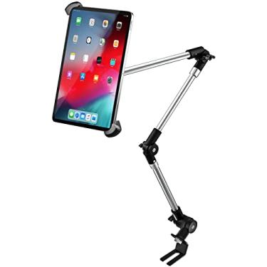 Imagem de woleyi Suporte grande para tablet com trilho de assento de carro e caminhão, suporte para tablet com rotação de 360° e braço dobrável para iPad Pro 12.9/Air, Galaxy Tabs, Surface Pro/Go, Kindle Fire e