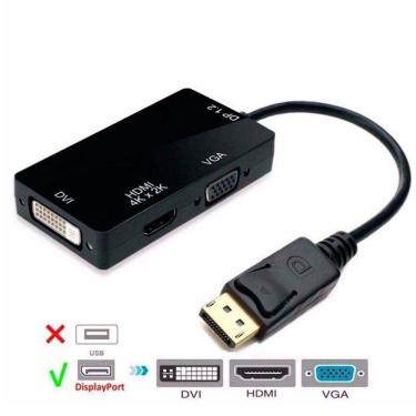 Imagem de Adaptador Conversor Displayport Para Vga-hdmi-dvi