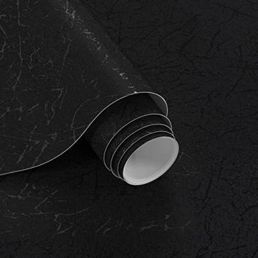 Imagem de Danodoi Papel de parede preto de seda 40 cm x 49 cm papel de parede de vinil adesivo papel de contato puro à prova d'água autoadesivo para cozinha, bancada, parede, móveis, quarto