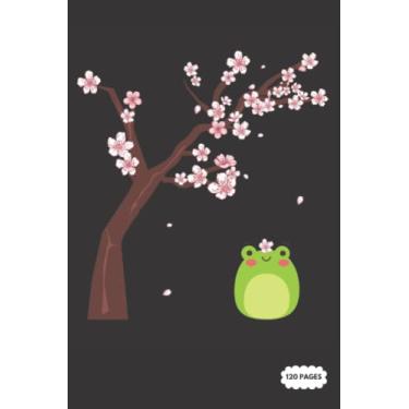 Imagem de Caderno diário: Cherry Blosson Frog College pautado páginas pautadas (livro de composição, diário)