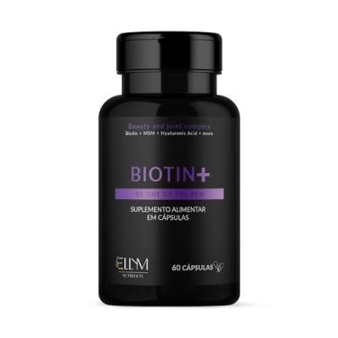 Imagem de Biotina Vitamina Cabelo e Unha ELLYM NUTRITION 60 Capsulas Enriquecida com MSM + Ácido Hialuronico Suplemento em Capsulas para Cabelos Unhas Pele Articulações Completo Biotin