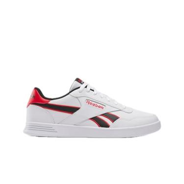 Imagem de Reebok Tênis feminino de couro clássico - preto ou branco, tamanho 34 a 43, Branco/Preto/Vector Vermelho, 13 Women/11.5 Men