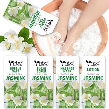 Imagem de nbc BeautiLab Kit de pedicure Conjunto de imersão para os pés: sal bolha, esfoliante de açúcar, máscara de massagem, loção de massagem em uma caixa, kit de spa de 4 degraus para pés secos, calos e pés