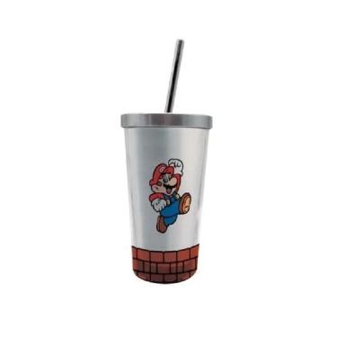 Imagem de Copo Canudo Metal Eco Mario Bros 450 Ml