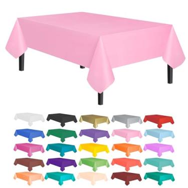 Imagem de Toalha de mesa Allgala de plástico premium com 12 unidades, peso médio, descartável, rosa, 6PK 54"x108"