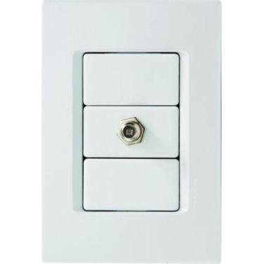 Imagem de Conjunto 4x2 com 1 Tomada TV/SAT Coaxial Tramontina IzyFlat Branco