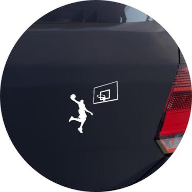 Imagem de Adesivo de Carro Basquete Enterrada de Atleta - Cor Branco - Melhor Ad