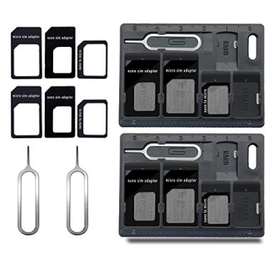 Imagem de Porta-cartões SIM com pinos para abridor de bandeja, conjunto de ferramentas de armazenamento de cartão para cartões de memória padrão Micro Nano Micro-SD, com 3 adaptadores de cartão e 1 pino de ejetar – Preto, 2 Pack