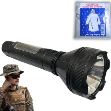 Imagem de Lanterna Tática Recarregável de Led 5w Bivolt, Tomada E Energia Solar 