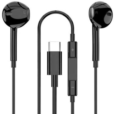 Imagem de Fone de Ouvido com Fio Tipo C com Microfone Intra-Auricular – Som Estéreo, Controle de Volume, Isolamento de Ruído, Ideal para Reuniões, Aulas, Música - Compatível com Samsung, Motorola, Xiaomi, Apple