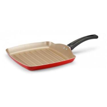 Imagem de Bistequeira Quadrada antiaderente 24cm Vermelha Premium Panelux