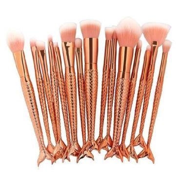 Imagem de Kit 10 Pinceis De Maquiagem Sereia Calda De Peixe - Sem Logo