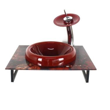 Imagem de Gabinete Vidro Banheiro 50Cm Bancada Marmorizada Marmore - Cubas E Gab