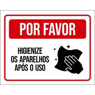 Imagem de Kit 5 Placas Academia - Higienize Aparelhos Após Uso - Sinalizo