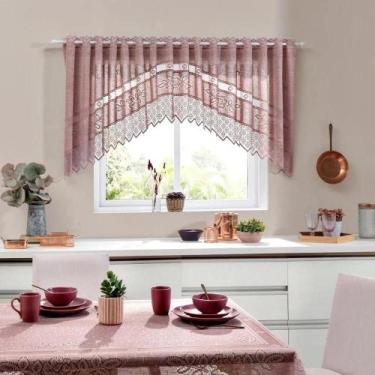 Imagem de Cortina Renda Cozinha Cascata 3,00 M X 1,00 Alt Rose - Interlar