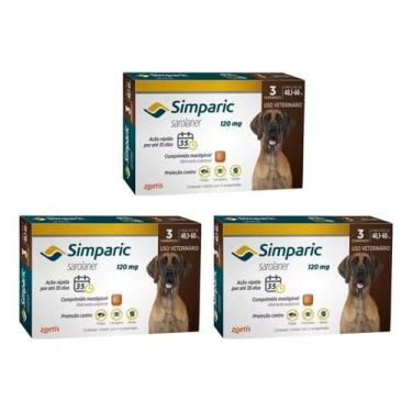 Imagem de 3 Antipulgas E Carrapatos Simparic 120Mg Cães 40,1 A 60Kg - Zoetis