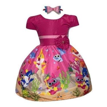 Imagem de Vestido Temático Tubarão Rosa - PEQUENOS ENCANTOS BABY, Rosa, P 2/3 AN