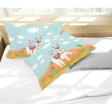 Imagem de Par de Fronhas Estampa Infantil Lhama Cute Deserto - Core Decore