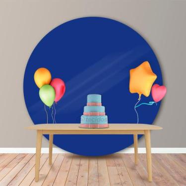 Imagem de Painel Redondo em Tecido Oxford Azul Liso, 1,20