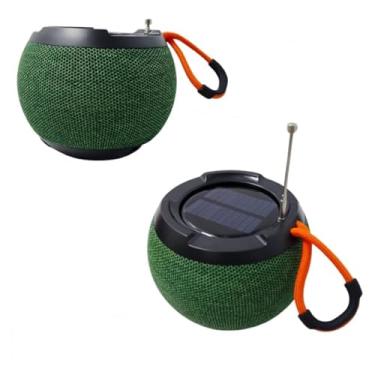 Imagem de Caixa de Som Bluetooth 5W com Antena e Carregamento Solar, Alcance de 10 metros, 4 horas de Reprodução, Controle de Volume e Música (Verde)
