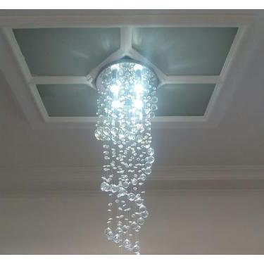 Imagem de Lustre No Modelo Espiral Para Sala De Estar Grande, Com 1,70M De Altur