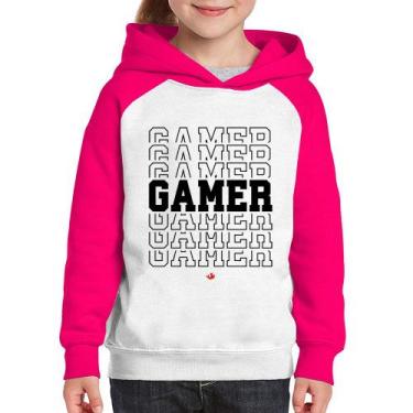 Imagem de Moletom Infantil Gamer - Foca na Moda, Branco, Rosa, 14