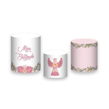 Imagem de Trio de Capas de Cilindro - Meu Batizado Anjinho Floral 013 - Via Core