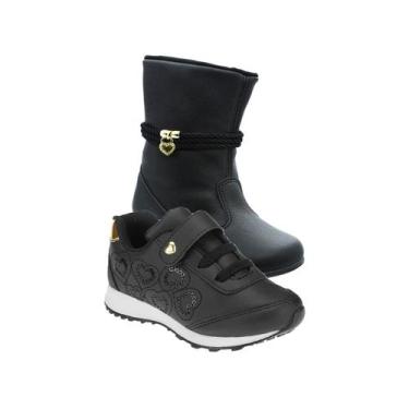 Imagem de Bota Menina e Sapato Infantil - KIT 2 PARES Tam 23 ao 34 - sapatinhos.